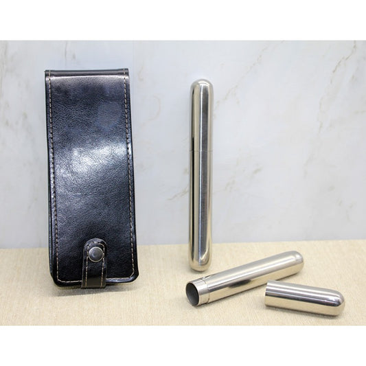 Deri Kılıflı Paslanmaz Çelik Puro Kabı